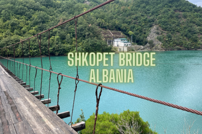 Shkopet Bridge, puente colgante en Albania